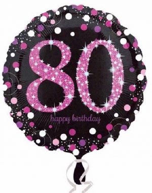 Pink Sparkles 80th Birthday Standard Balloon Party Supplies Decorations Ideas Novelty Gift