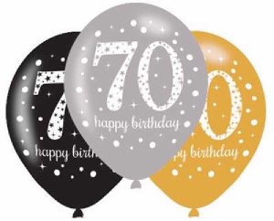 70th Birthday Gold Silver Black Latex Balloons Party Supplies Decorations Ideas Novelty Gift 20272