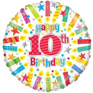Happy 10th Birthday Candles 18in Balloon Party Supplies Decorations Ideas Novelty Gift 19889-18