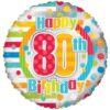Unisex Bright 80th Birthday Standard Balloon Party Supplies Decorations Ideas Novelty Gift