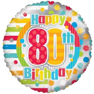 Unisex Bright 80th Birthday Standard Balloon Party Supplies Decorations Ideas Novelty Gift
