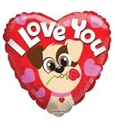Love You Puppy Rose 18in Balloon Party Supplies Decorations Ideas Novelty Gift 15209-18