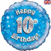 Blue Glitz 10th Birthday 18in Balloon Party Supplies Decorations Ideas Novelty Gift 227901