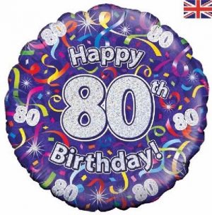 Purple Confetti 80th Birthday Standard Balloon Party Supplies Decorations Ideas Novelty Gift