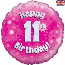 Happy 11th Birthday Pink Standard Balloon Party Supplies Decorations Ideas Novelty Gift