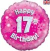 Happy 17th Birthday Pink 18in Balloon Party Supplies Decorations Ideas Novelty Gift 227680