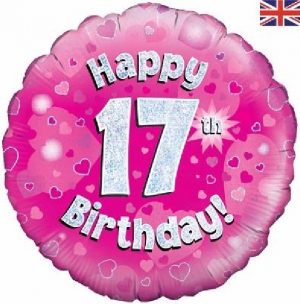 Happy 17th Birthday Pink Standard Balloon Party Supplies Decorations Ideas Novelty Gift