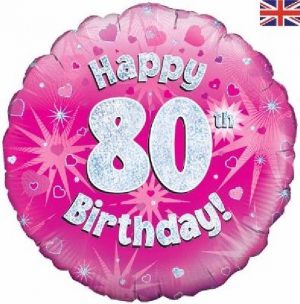 Pink Glitz 80th Birthday Standard Balloon Party Supplies Decorations Ideas Novelty Gift