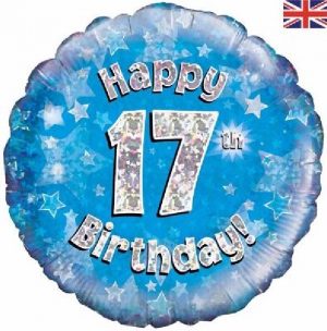 Happy 17th Birthday Blue Standard Balloon Party Supplies Decorations Ideas Novelty Gift