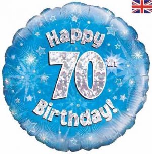 Blue Glitz Happy 70th Birthday Balloon Party Supplies Decorations Ideas Novelty Gift