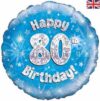 Blue Glitz 80th Birthday Standard Balloon Party Supplies Decorations Ideas Novelty Gift