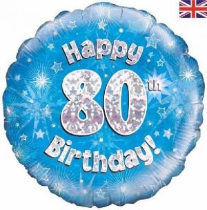 Blue Glitz 80th Birthday Standard Balloon Party Supplies Decorations Ideas Novelty Gift