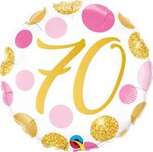 Pink And Gold Dots 70th Birthday Balloon Party Supplies Decorations Ideas Novelty Gift 88193