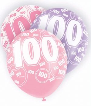 Pink Lilac 100th Birthday Latex Balloons Party Supplies Decorations Ideas Novelty Gift