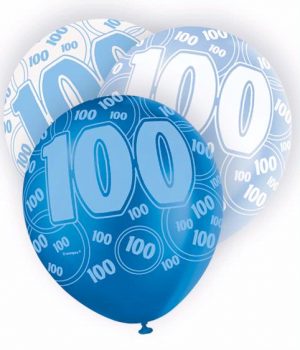 Blue White 100th Birthday Latex Balloons Party Supplies Decorations Ideas Novelty Gift