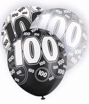 Black Silver White 100th Birthday Latex Balloons Party Supplies Decorations Ideas Novelty Gift