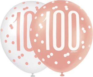 Rose Gold 100th Birthday Latex Balloons Party Supplies Decorations Ideas Novelty Gift