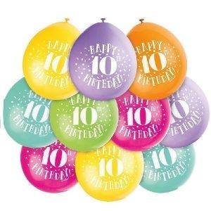 10pcs 10th Birthday Latex Balloons