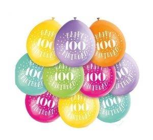 10pcs 100th Birthday Latex Balloons