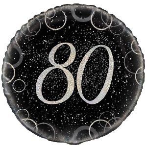 Black Prismatic 80th Birthday Standard Balloon Party Supplies Decorations Ideas Novelty Gift