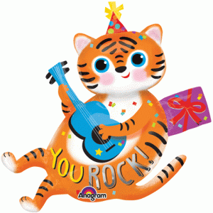 Rock Cat With Guitar Supershape Balloon Party Supplies Decorations Ideas Novelty Gift