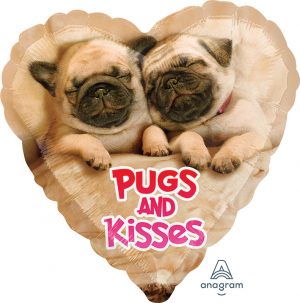 Pugs Kisses Puppy 18in Balloon Party Supplies Decorations Ideas Novelty Gift 36497