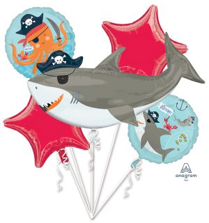 Ahoy Pirate Shark Balloon Bouquet Party Supplies Decorations Ideas Novelty Gift