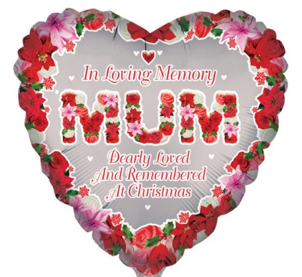 Loving Memory Of Mum Heart Xmas 18in Balloon Party Supplies Decorations Ideas Novelty Gift