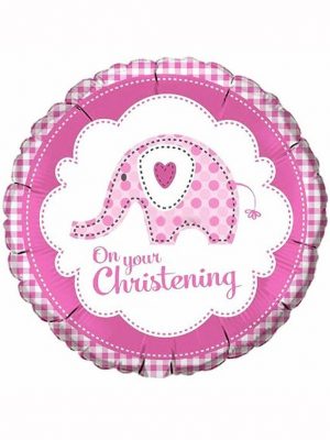Pink Plaid Elephant Christening Standard Balloon Party Supplies Decorations Ideas Novelty Gift