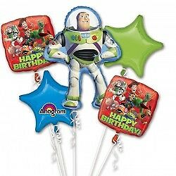 Toy Story Buzz 5 Balloon Bouquet Party Supplies Decorations Ideas Novelty Gift 30068