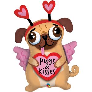 Pug Kisses 36in Supershape Balloon Party Supplies Decorations Ideas Novelty Gift 78533