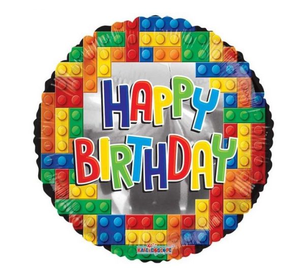 Building Bricks Happy Birthday 18in Balloon Party Supplies Decoration Ideas Novelty Gift 15452-18