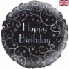 Black Holo Swirl Happy Birthday 18in Balloon Party Supplies Decoration Ideas Novelty Gift 228496