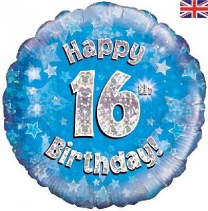 Blue Glitz 16th Birthday Standard Balloon Party Supplies Decoration Ideas Novelty Gift 227963