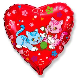 Red Heart Cats 18in Balloon Party Supplies Decoration Ideas Novelty Gift 201696
