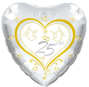Heart 25th Anniversary Balloon Party Supplies Decorations Ideas Novelty Gift