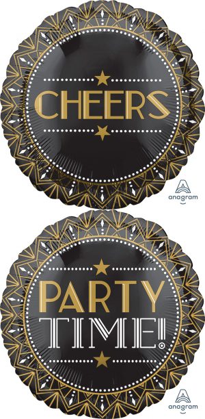 Gatsby Cheers Party Time 18in Balloon Party Supplies Decoration Ideas Novelty Gift 36834