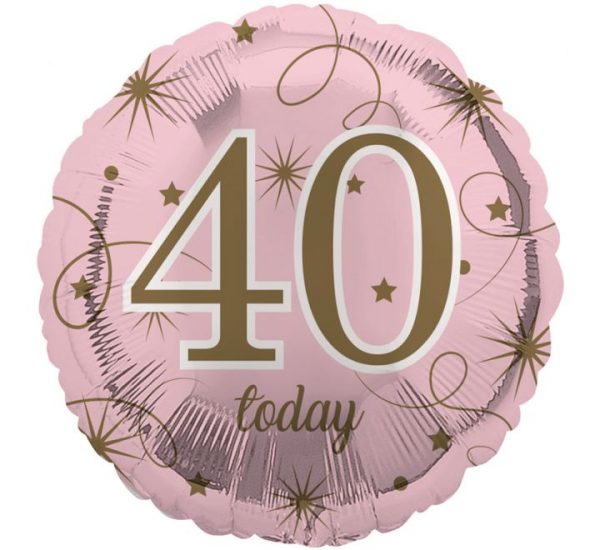 Pink Gold Swirls 40 Today Balloon Party Supplies Decoration Ideas Novelty Gift 29229-40C