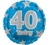 Blue Silver Stars 40 Today Balloon Party Supplies Decoration Ideas Novelty Gift 29232-40C