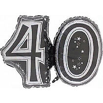 Jointed Black 40th Birthday Jumbo Balloon Party Supplies Decoration Ideas Novelty Gift 990892