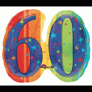 Rainbow Celebrate 60 Jumbo Balloon 60th birthday Party Supplies Decoration Ideas Novelty Gift 119824