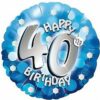 Blue Holographic 40th Birthday Balloon Party Supplies Decoration Ideas Novelty Gift 661546-23665