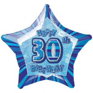 Blue Prismatic 30th Birthday Star Balloon Party Supplies Decoration Ideas Novelty Gift 55129