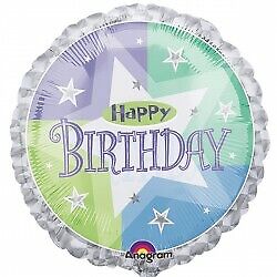 Blue Shimmer Happy Birthday 18in Balloon Party Supplies Decoration Ideas Novelty Gift 117034