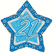 Blue Star Happy 21st Birthday Balloon Party Supplies Decorations Ideas Novelty Gift