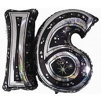 Jointed Black 16th Birthday Jumbo Balloon Party Supplies Decoration Ideas Novelty Gift 991349