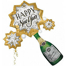 New Year Champagne 32in Supershape Balloon Party Supplies Decoration Ideas Novelty Gift 25162