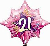 Starburst 21 Birthday Pink Supershape Balloon Party Supplies Decoration Ideas Novelty Gift