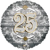 Silver Script 25th Anniversary Balloon Party Supplies Decoration Ideas Novelty Gift 04351