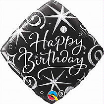Diamond Black Glitz Happy Birthday 18in Balloon Party Supplies Decoration Ideas Novelty Gift 29986